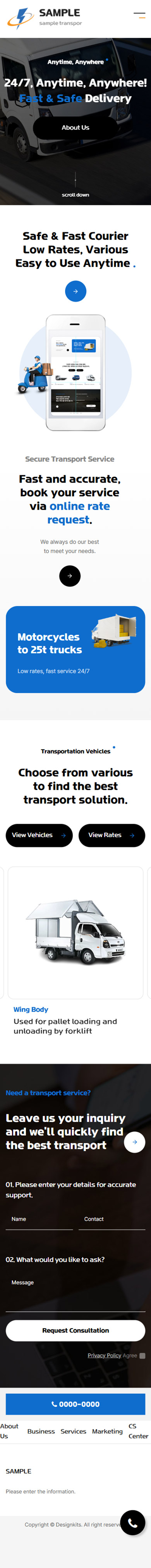 Courier & Transport Service Website UI Template mobile product image