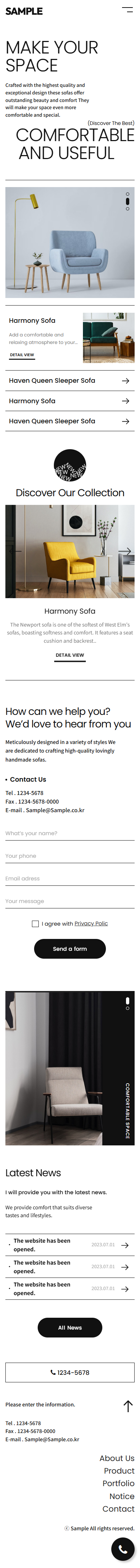 Modern Furniture & Interior Brand Website UI Template mobile product image