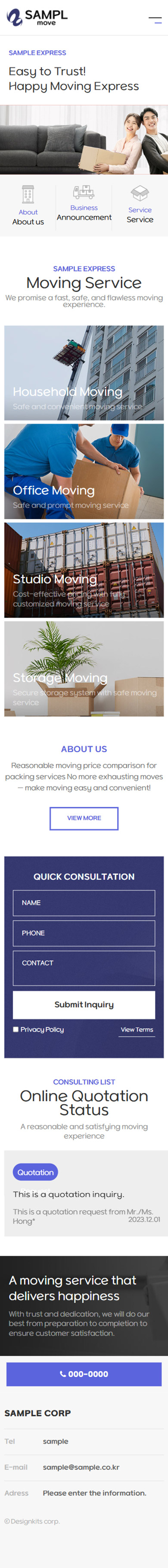 Moving Service & Logistics Company Website UI Template mobile product image