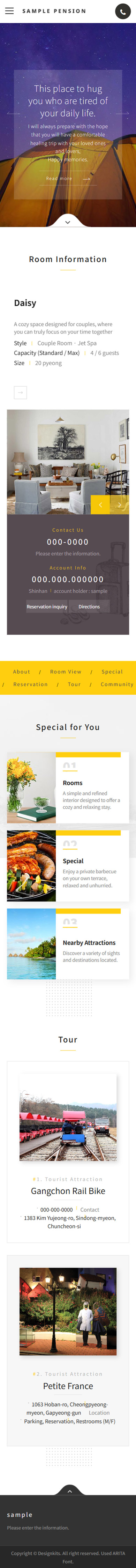 Accommodation Healing Stay Website HTML Template mobile product image