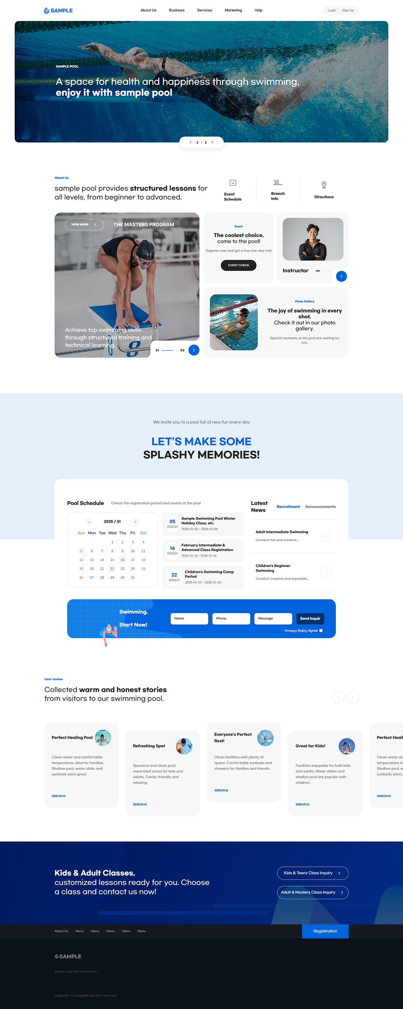 Swimming Pool & Academy Website UI Template