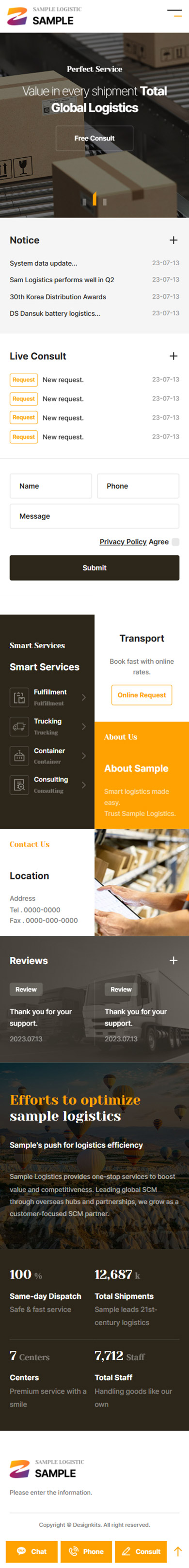 Global Logistics & Shipping Service Website UI Template mobile product image