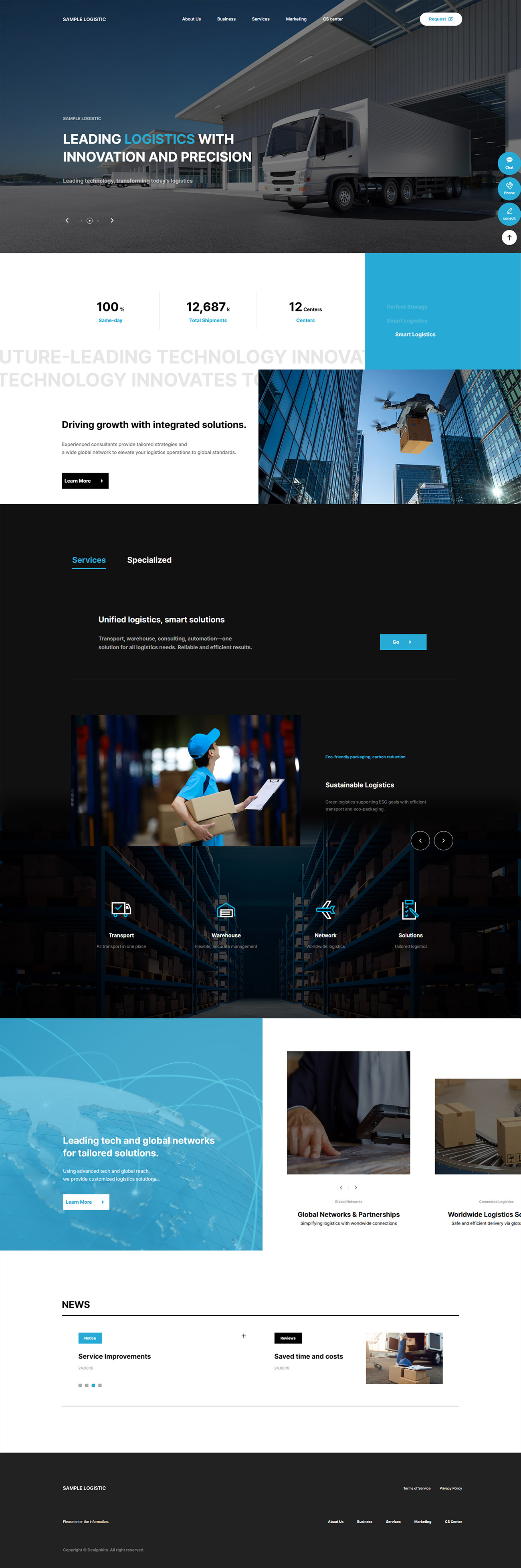 Smart Logistics & Transport Company Website UI Template