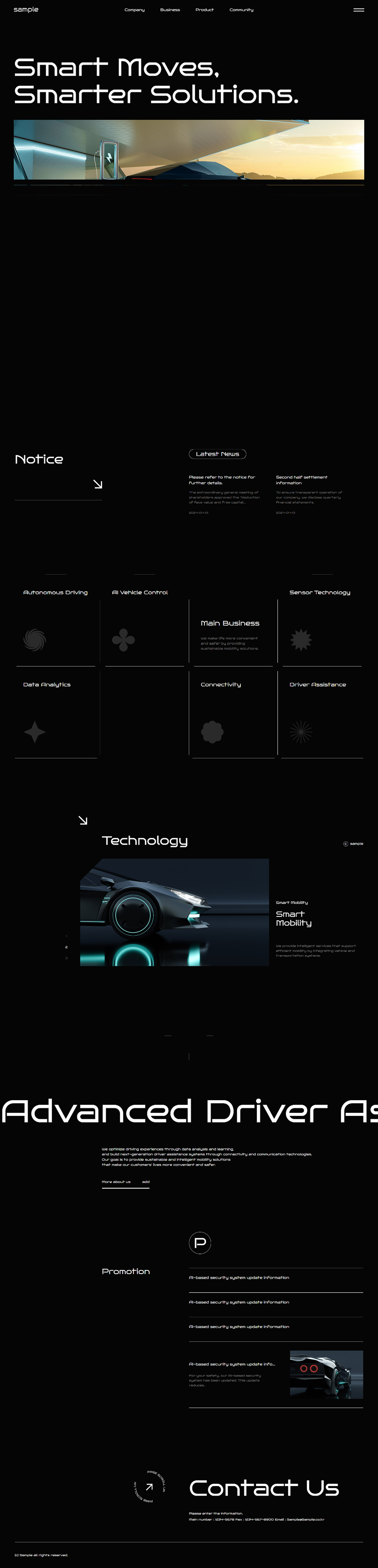Smart Mobility & Automotive Technology Website UI Template