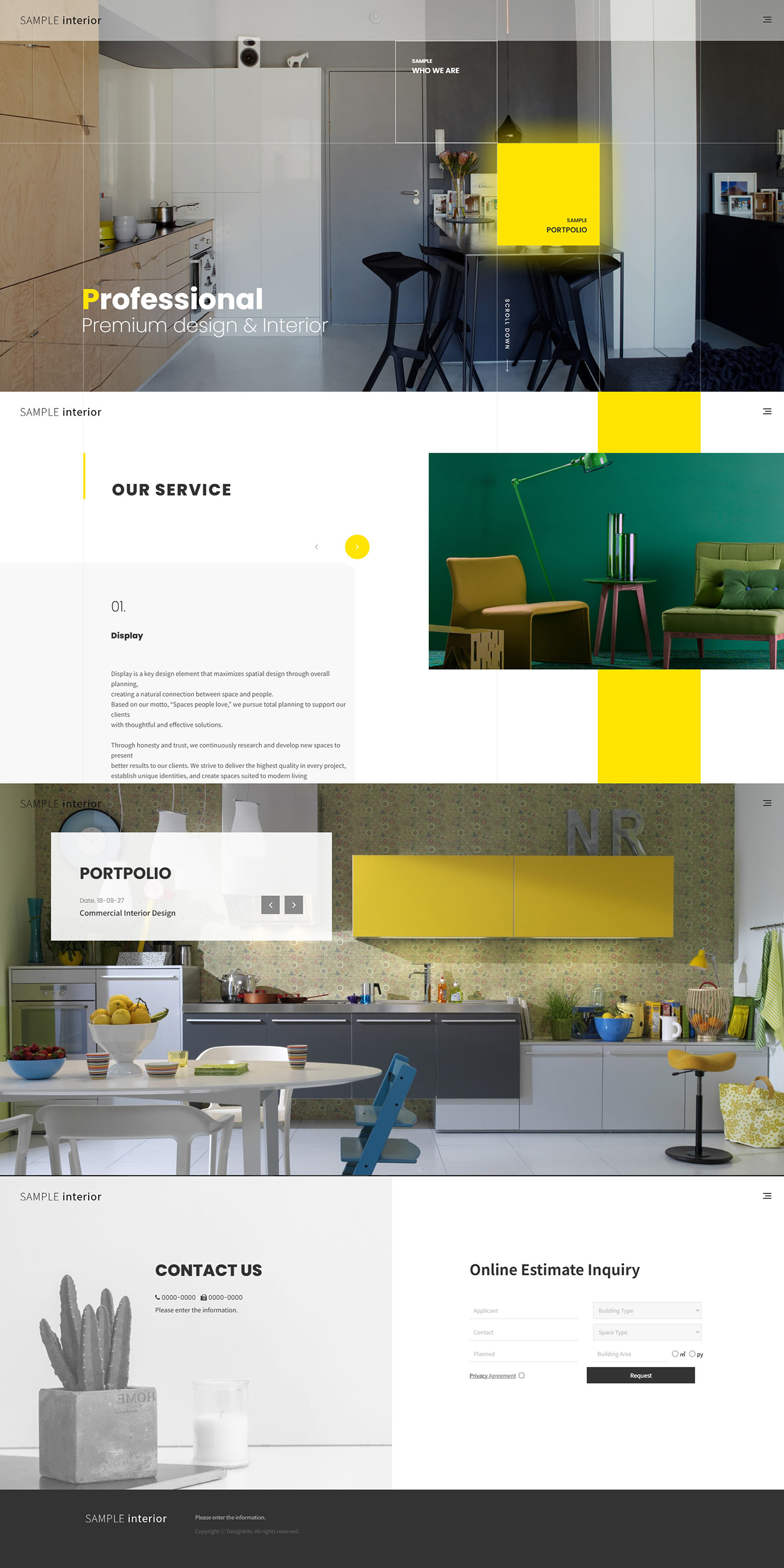 Modern Interior Design Portfolio Website Template with UI