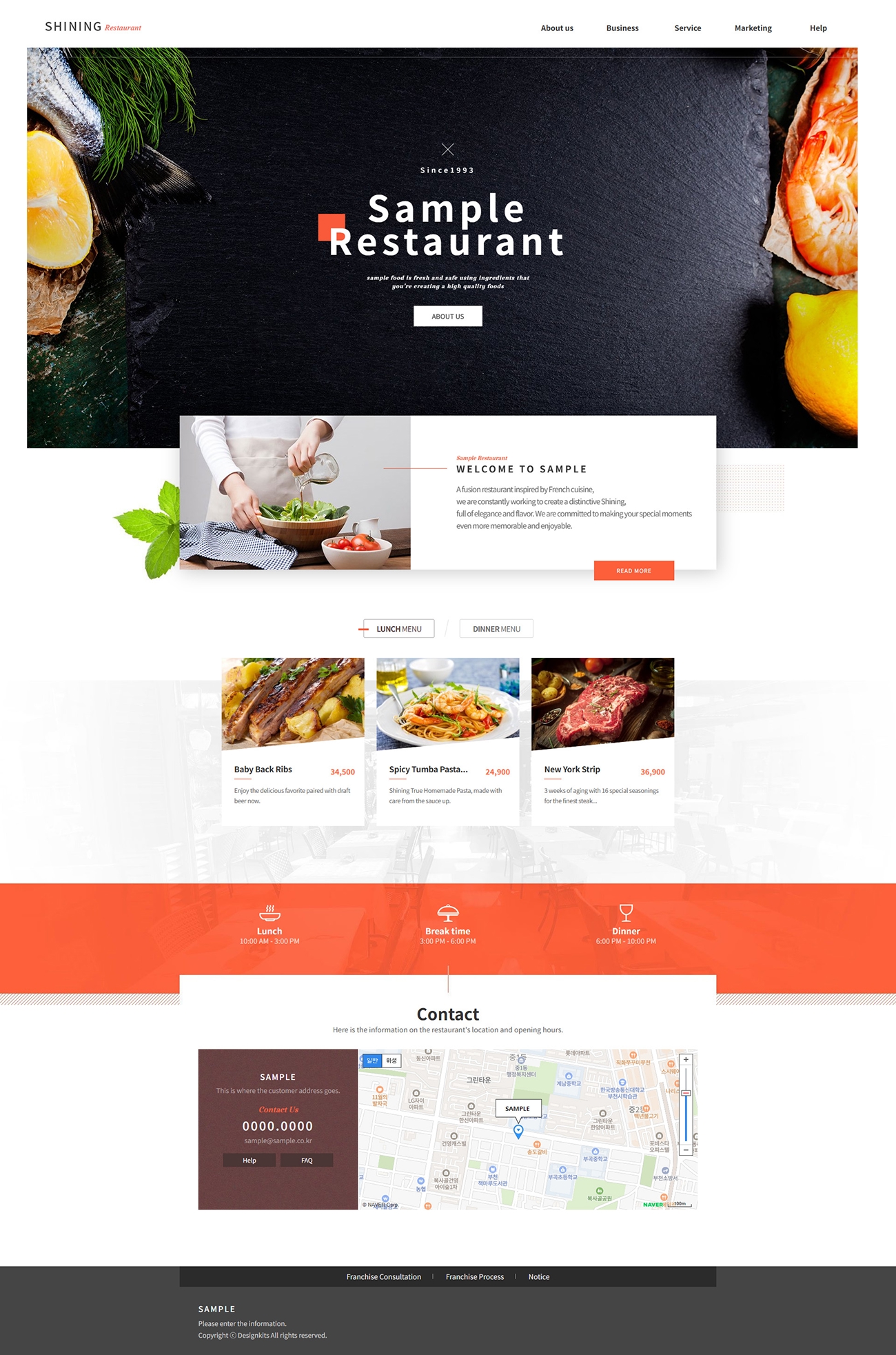 Restaurant Website Template with Menu & Food UI Design