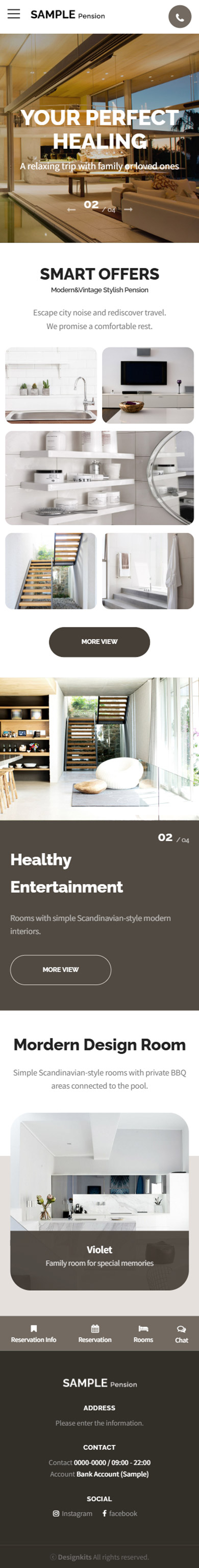 Luxury Pension & Resort Website UI Template for Booking and Rooms mobile product image