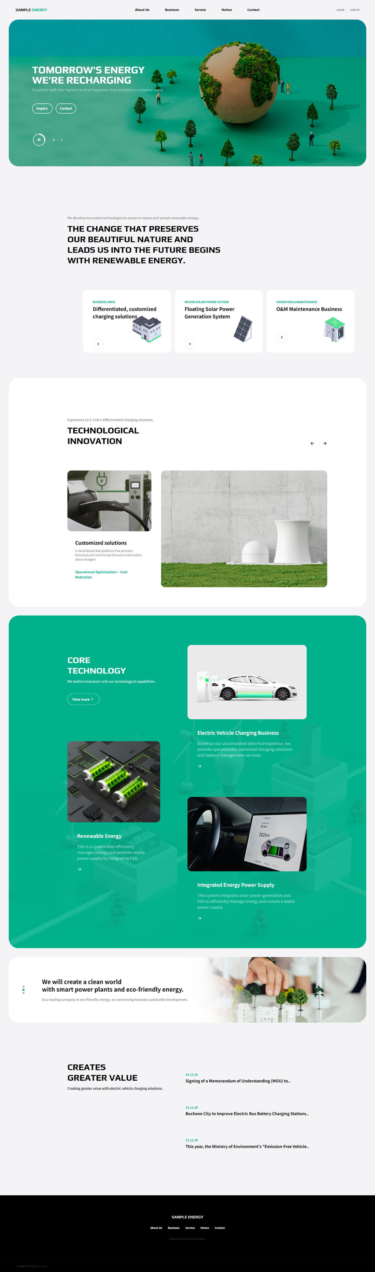 Renewable Energy & EV Charging Business Website UI Template