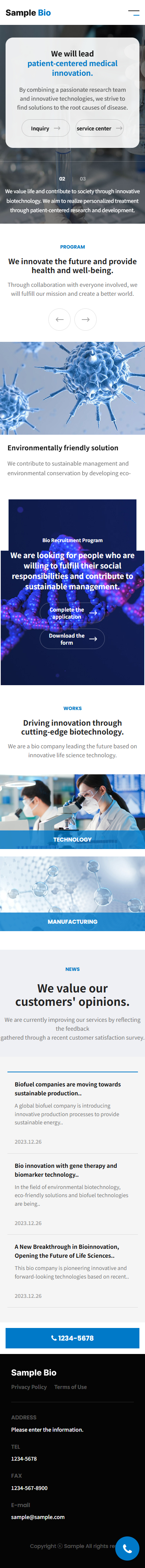 Medical & Biotechnology Corporate Website UI Template mobile product image