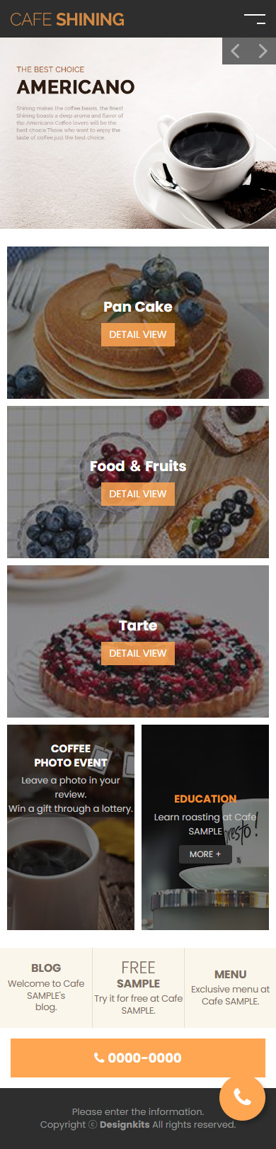 Cafe & Coffee Shop Website HTML Template mobile product image