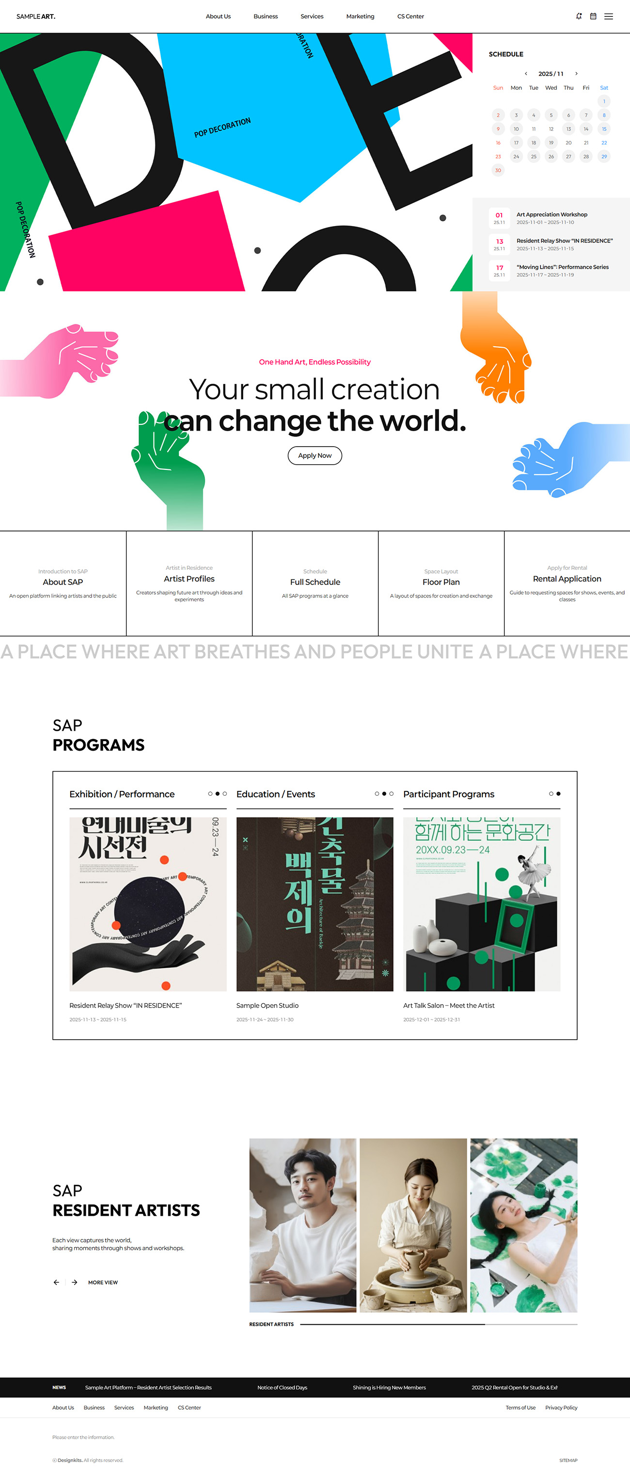 Art Center Website UI Template for Exhibitions and Programs