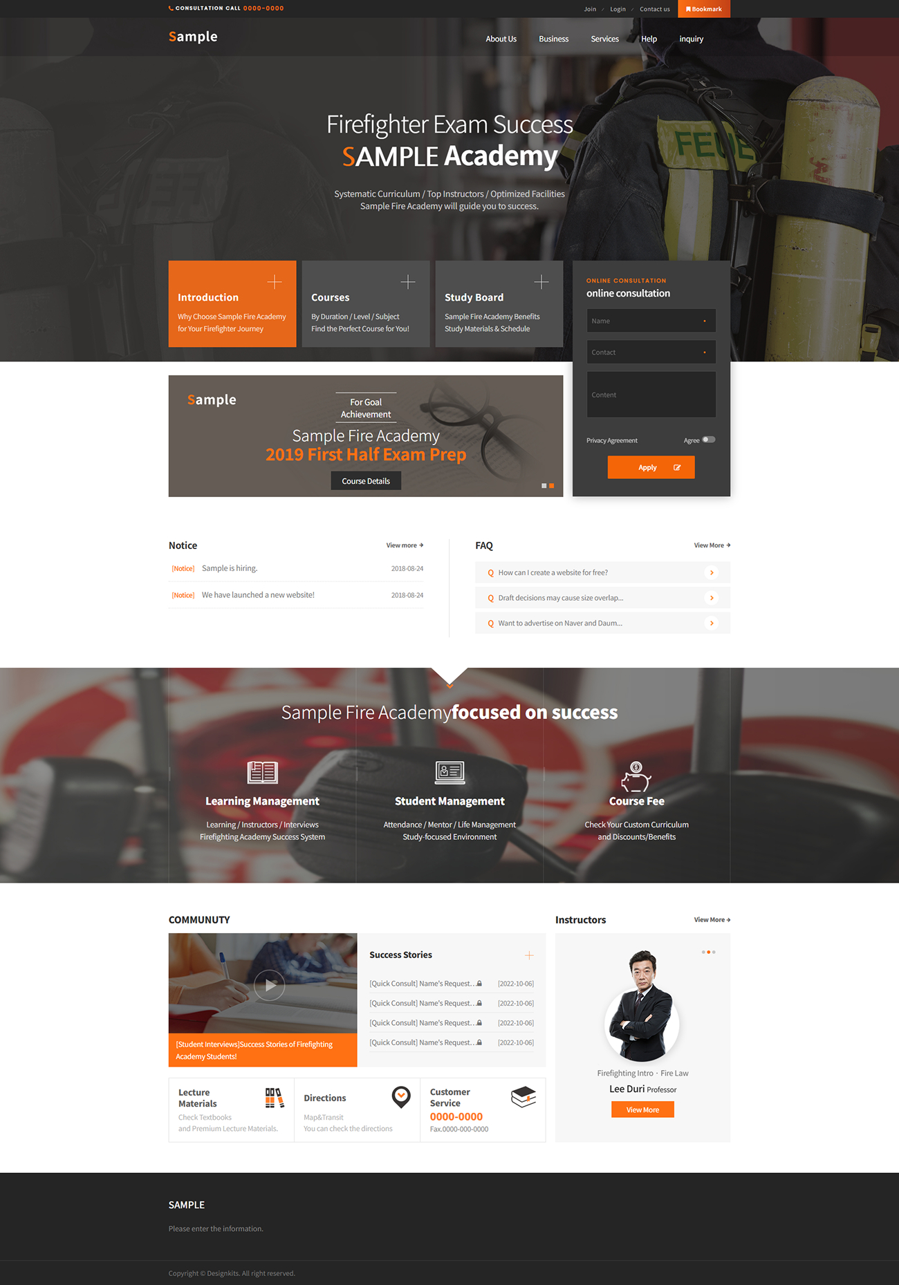 Firefighter Exam Academy UI Template for Training Courses