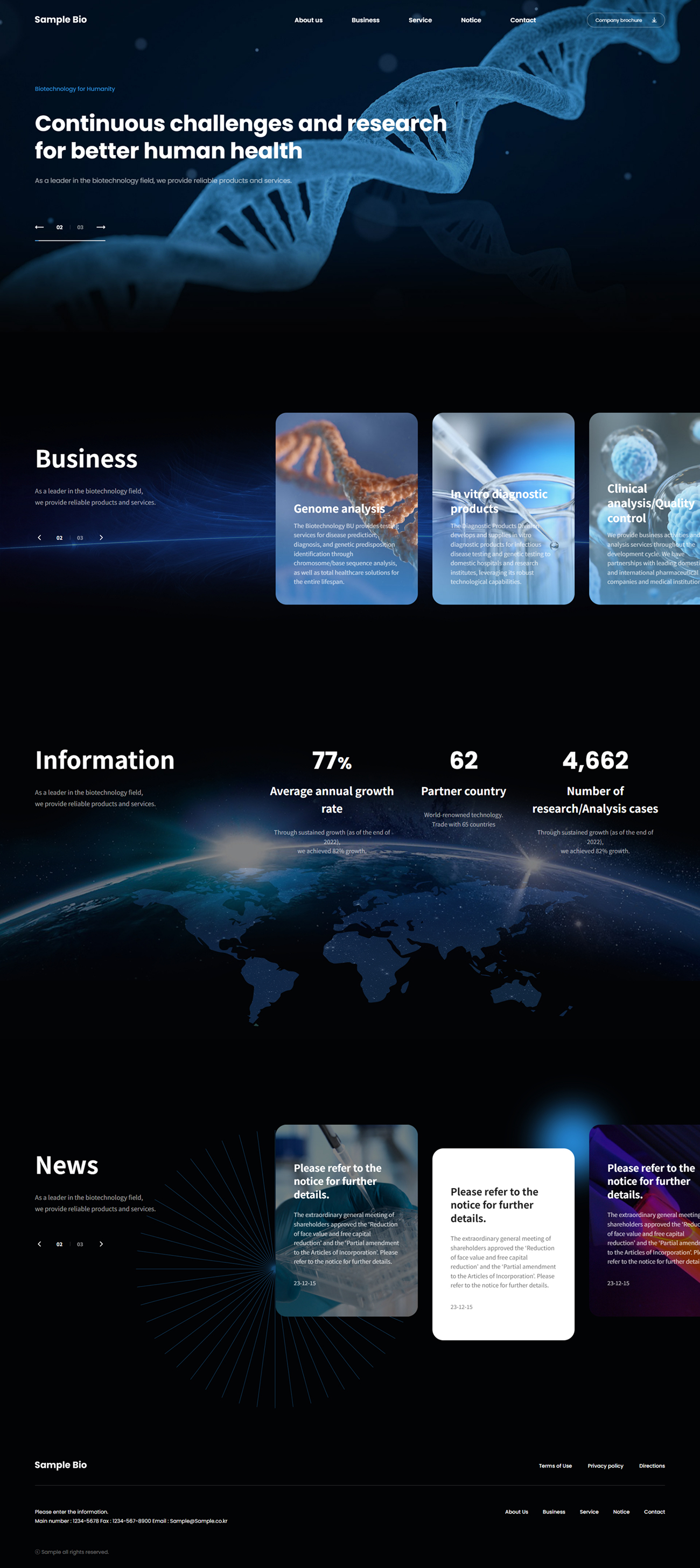 Biotechnology Company Website UI Template